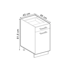 Vicco Meuble cuisine Rouge brillant 40cm sans PT