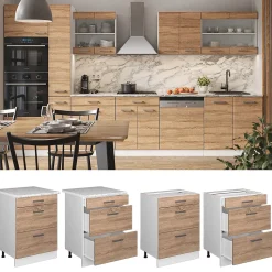 Vicco Meuble cuisine Sonoma 60cm avec tiroirs, sans PT