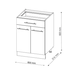 Vicco Meuble cuisine Vert Or Campagne 60cm avec tiroir, sans PT