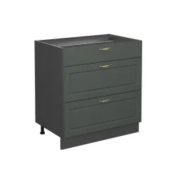 Vicco Meuble cuisine Vert Or Campagne 80cm avec 3 tiroirs, sans PT