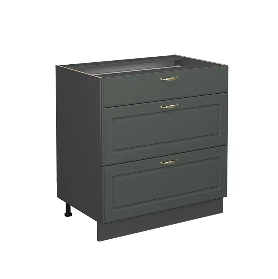 Vicco Meuble cuisine Vert Or Campagne 80cm avec 3 tiroirs, sans PT