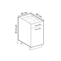 Vicco Meuble de cuisine Anthracite campagne 30cm PT Marbre