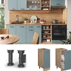 Vicco Meuble de cuisine Bleu-gris 30cm PT Marbre