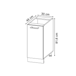 Vicco Meuble de cuisine Bleu-gris 30cm PT Marbre