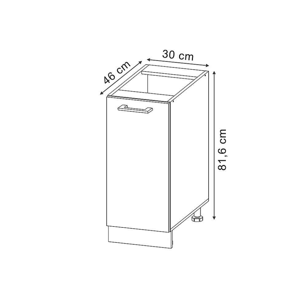 Vicco Meuble de cuisine Bleu-gris 30cm PT Marbre