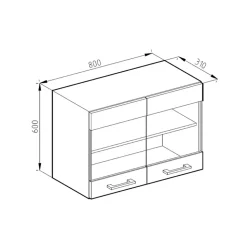 Vicco Meuble de cuisine haut vitré Blanc Haute brillance 80cm