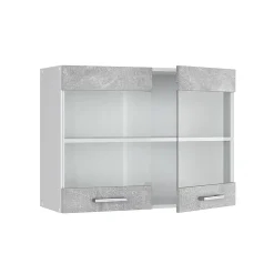 Vicco Meuble de cuisine haut vitré Béton 80cm