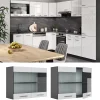 Vicco Meuble de cuisine haut vitré Blanc Haute brillance 80cm