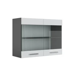 Vicco Meuble de cuisine haut vitré Blanc Haute brillance 80cm