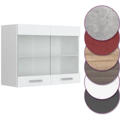 Vicco Meuble de cuisine haut vitré Blanc Haute brillance 80cm