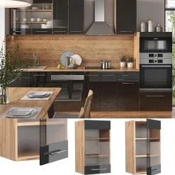 Vicco Meuble de cuisine haut vitré Anthracite Haute brillance 40cm