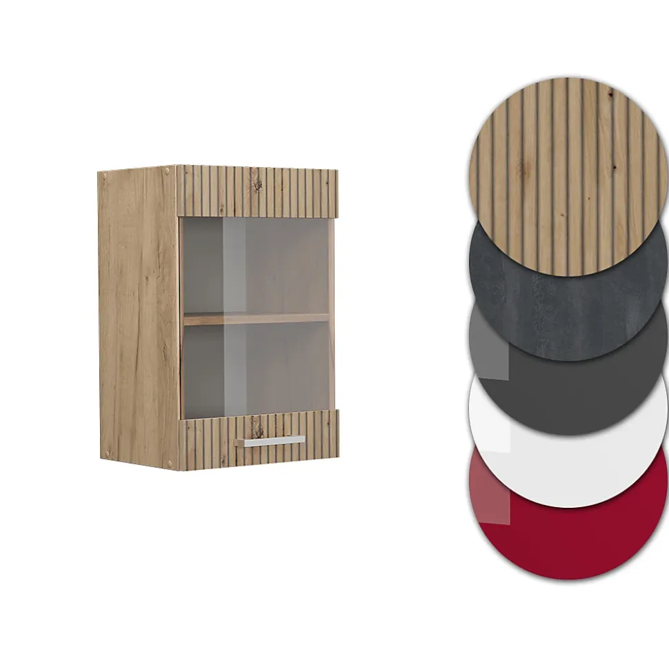 Vicco Meuble de cuisine haut vitré Chêne Artisan 40cm