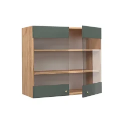 Vicco Meuble de cuisine haut vitré Vert Or Campagne 80cm