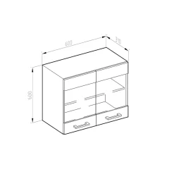 Vicco Meuble de cuisine haut vitré Anthracite Haute brillance 60cm