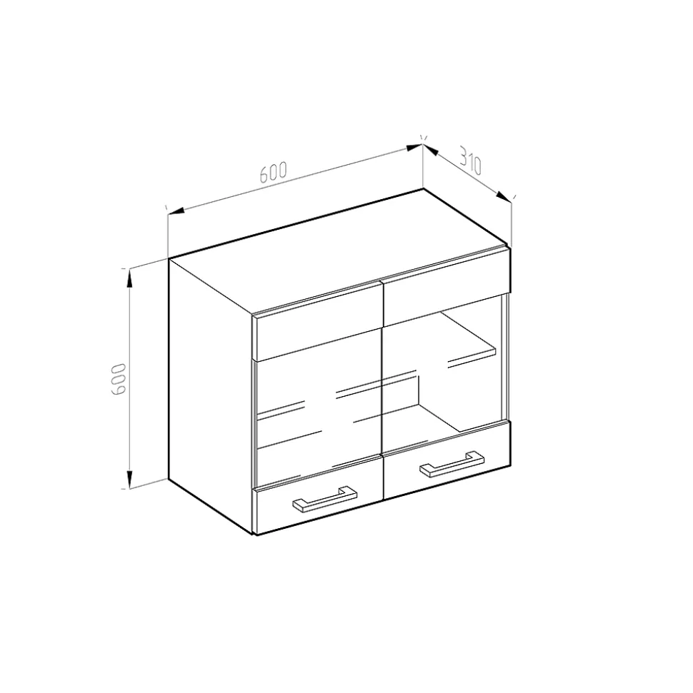 Vicco Meuble de cuisine haut vitré Anthracite Haute brillance 60cm