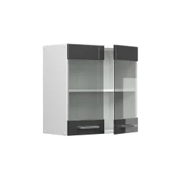 Vicco Meuble de cuisine haut vitré Anthracite Haute brillance 60cm