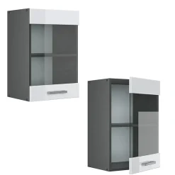 Vicco Meuble de cuisine haut vitré Blanc Haute brillance 40cm