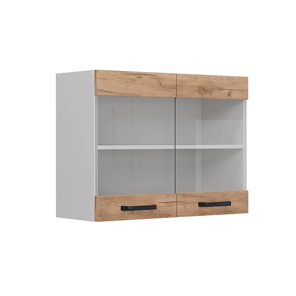 Vicco Meuble de cuisine haut vitré Chêne de force doré 80cm