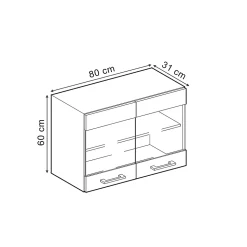 Vicco Meuble de cuisine haut vitré Béton 80cm
