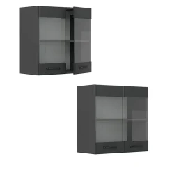 Vicco Meuble de cuisine haut vitré Anthracite campagne 60cm