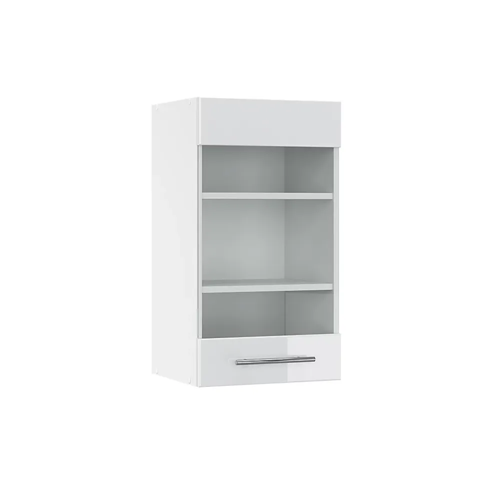 Vicco Meuble de cuisine haut vitré Blanc Haute brillance 40cm