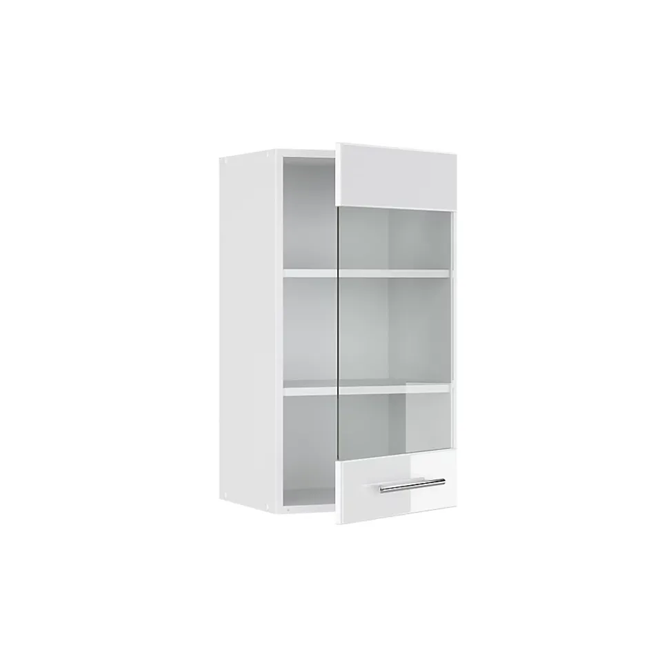 Vicco Meuble de cuisine haut vitré Blanc Haute brillance 40cm