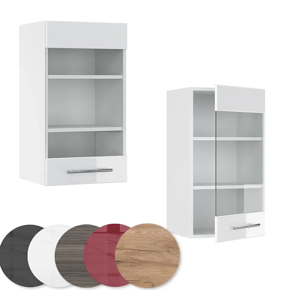 Vicco Meuble de cuisine haut vitré Blanc Haute brillance 40cm