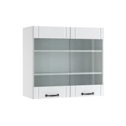 Vicco Meuble de cuisine haut vitré Blanc campagne 80cm