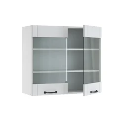 Vicco Meuble de cuisine haut vitré Blanc campagne 80cm