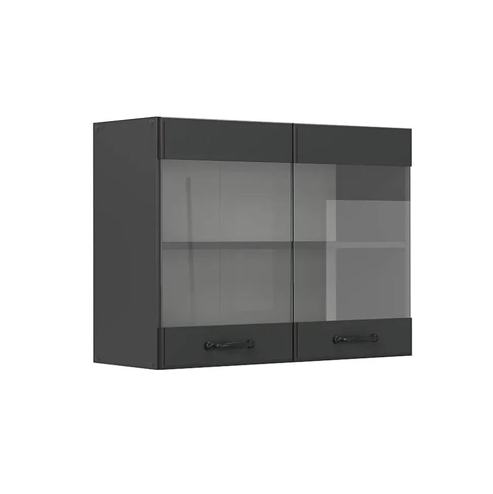 Vicco Meuble de cuisine haut vitré Anthracite campagne 80cm