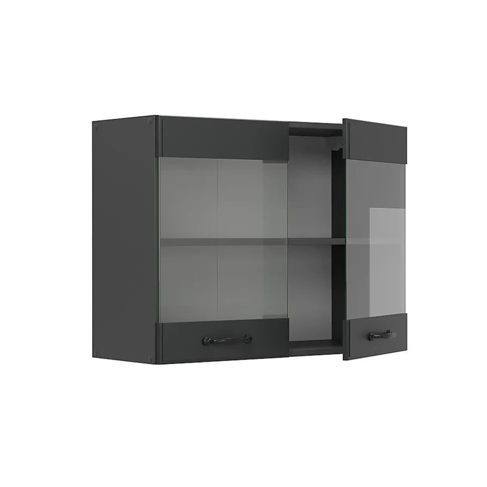 Vicco Meuble de cuisine haut vitré Anthracite campagne 80cm