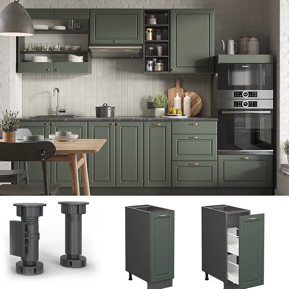 Vicco Meuble de cuisine Vert Or Campagne 30cm sans PT