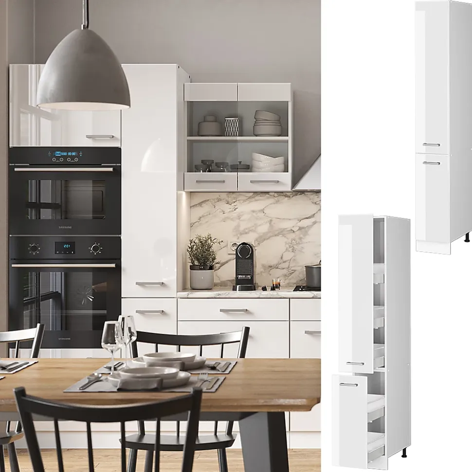 Vicco Meuble haute de cuisine Blanc Haute brillance 30cm