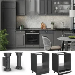 Vicco Meuble pour four Anthrazit-Gold Landhaus 60cm sans PT