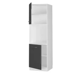 Vicco Meuble pour four Anthracite Haute brillance 60cm avec étagères ouvertes