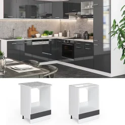 Vicco Meuble pour four Anthracite Haute brillance 60cm sans PT