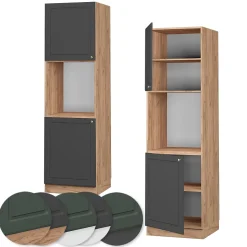 Vicco Meuble pour four Anthracite-or 60cm ouvert