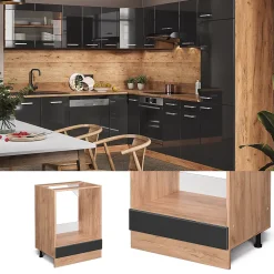 Vicco Meuble pour four Anthracite Haute brillance 60cm PT Marbre