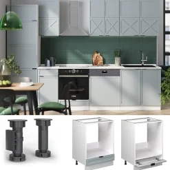 Vicco Meuble pour four Bleu clair-gris 60cm , PT Marbre