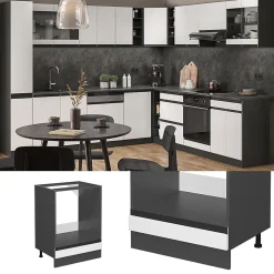 Vicco Meuble pour four Blanc 60cm PT Marbre