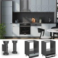 Vicco Meuble pour four Bleu clair-gris 60cm , PT Anthracite