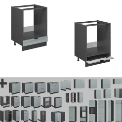 Vicco Meuble pour four Bleu clair-gris 60cm , PT Anthracite