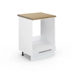 Vicco Meuble pour four Blanc Haute brillance 60cm , PT Chêne