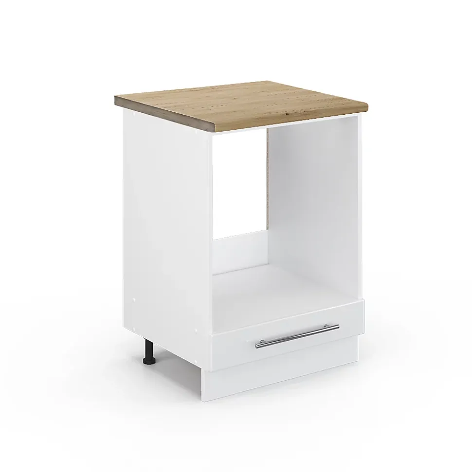 Vicco Meuble pour four Blanc Haute brillance 60cm , PT Chêne