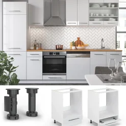 Vicco Meuble pour four Blanc Haute brillance 60cm , PT Chêne