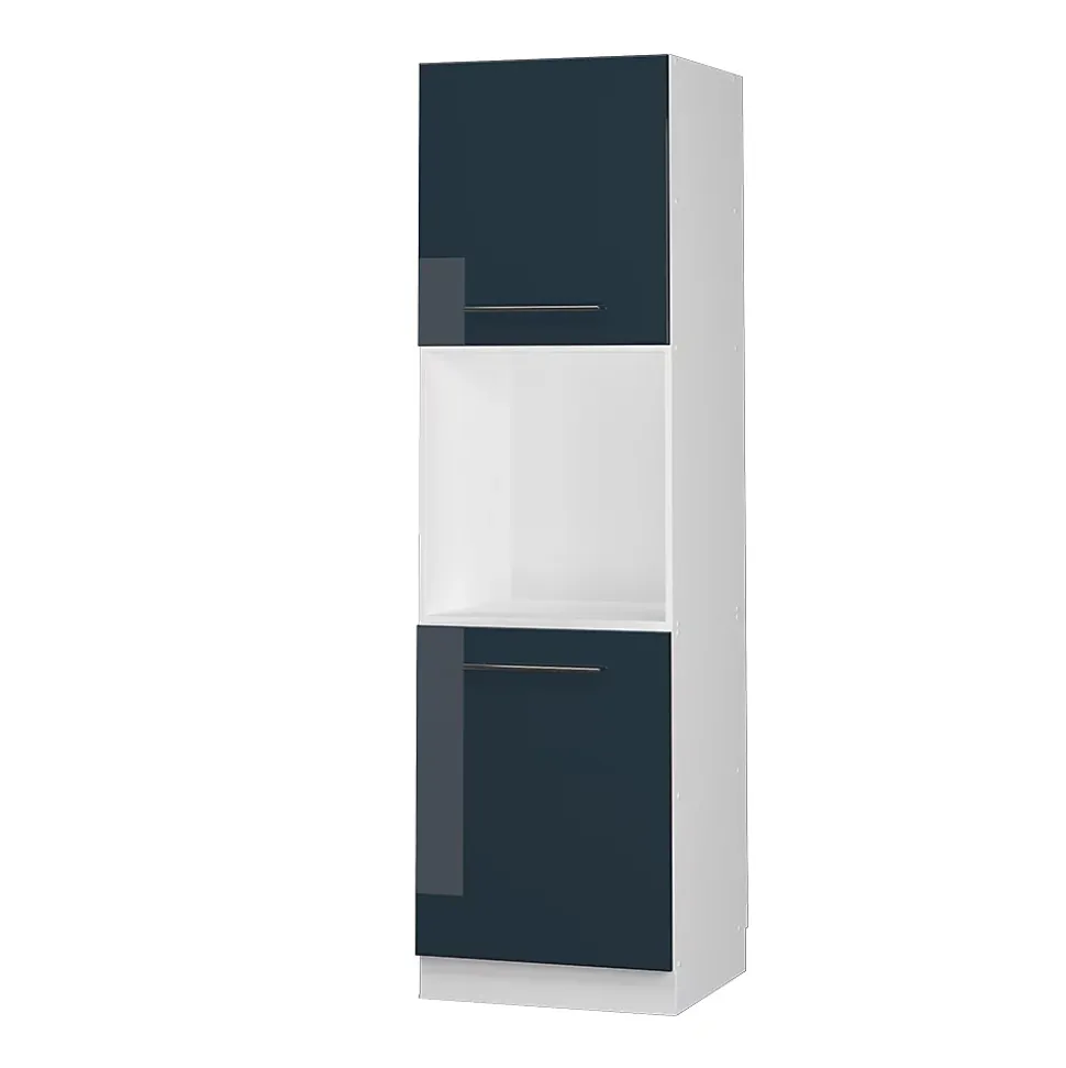 Vicco Meuble pour four Bleu foncé brillant 60cm avec étagères ouvertes