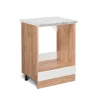 Vicco Meuble pour four Blanc Haute brillance 60cm PT Marbre
