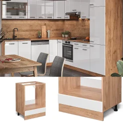 Vicco Meuble pour four Blanc Haute brillance 60cm PT Marbre