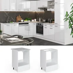 Vicco Meuble pour four Blanc Haute brillance 60cm sans PT