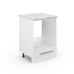 Vicco Meuble pour four Blanc Haute brillance 60cm , PT Marbre